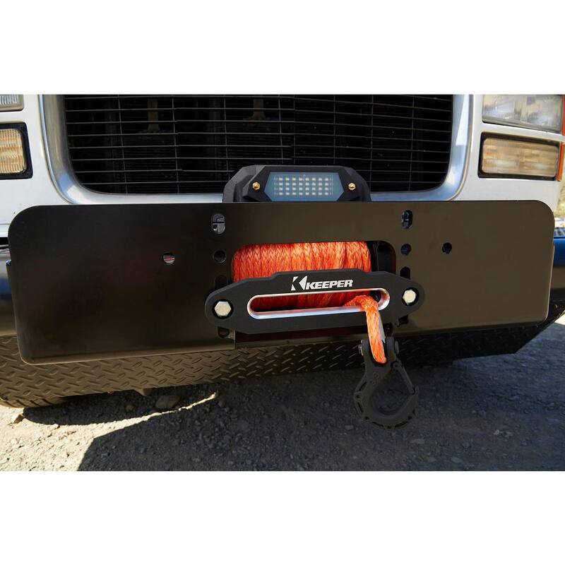 Keeper 12-Volt DC 9,500 lbs. Electric Winch with Synthetic Rope - KX95132-1