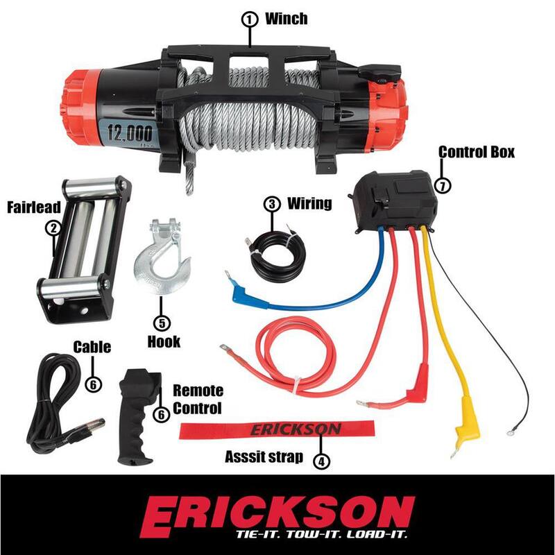 Erickson 12-Volt DC 85 ft. 12000 lb. Electric Winch - 06436