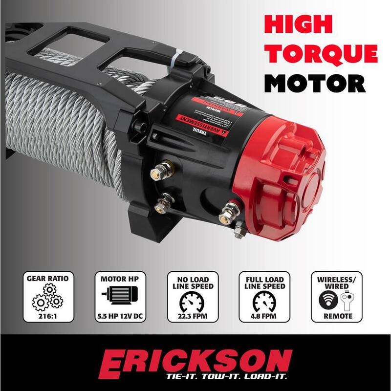 Erickson 12-Volt DC 85 ft. 12000 lb. Electric Winch - 06436