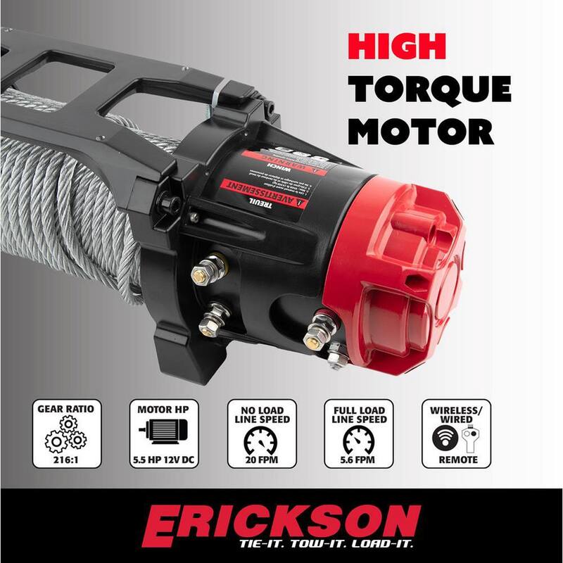 Erickson 12-Volt DC 85 ft. 9500 lb. Electric Winch - 06434