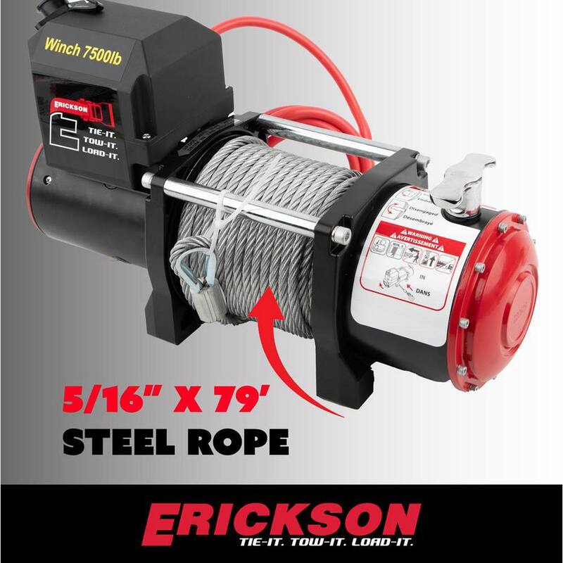 Erickson 12-Volt DC 79 ft. 7500 lb. Electric Winch - 06432
