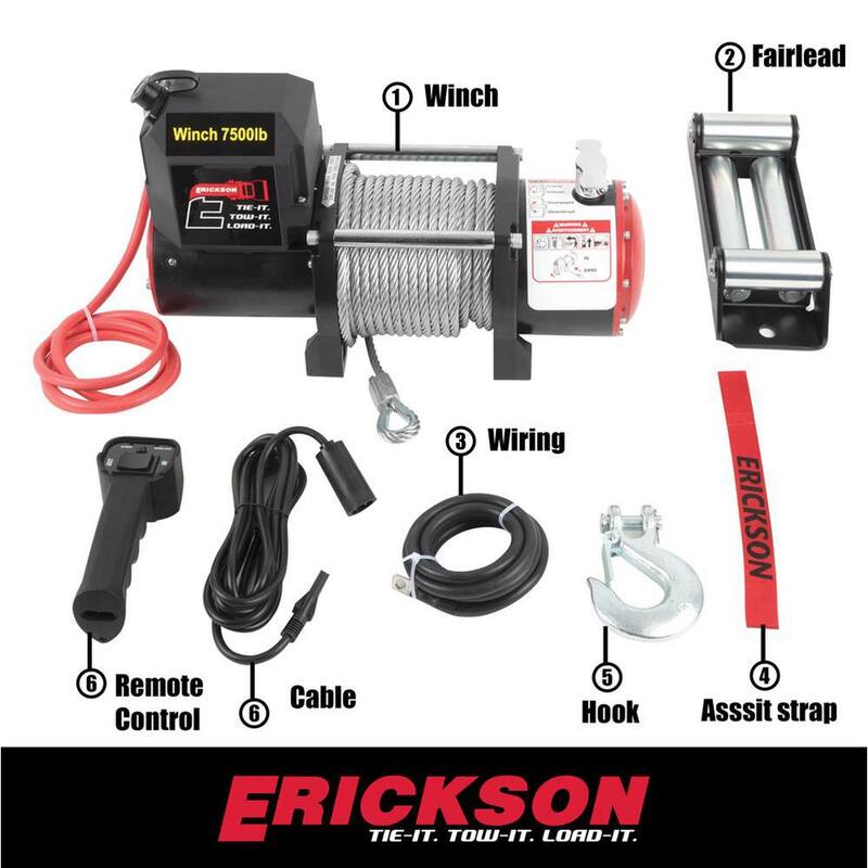 Erickson 12-Volt DC 79 ft. 7500 lb. Electric Winch - 06432