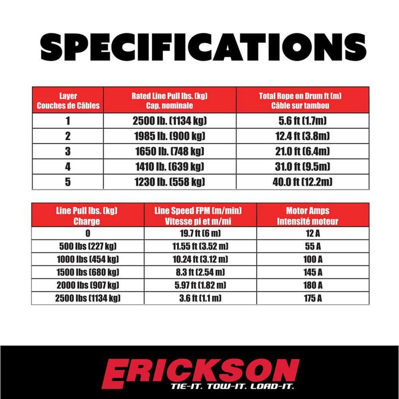 Erickson 12-Volt DC 50 ft. 2500 lb. Electric Winch - 06422