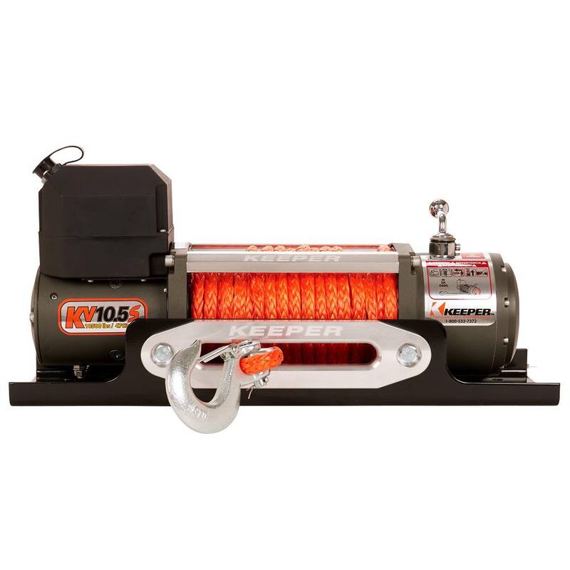 Keeper 12-Volt DC 10,500 lbs. Electric Winch with Synthetic Rope - KV10072-1
