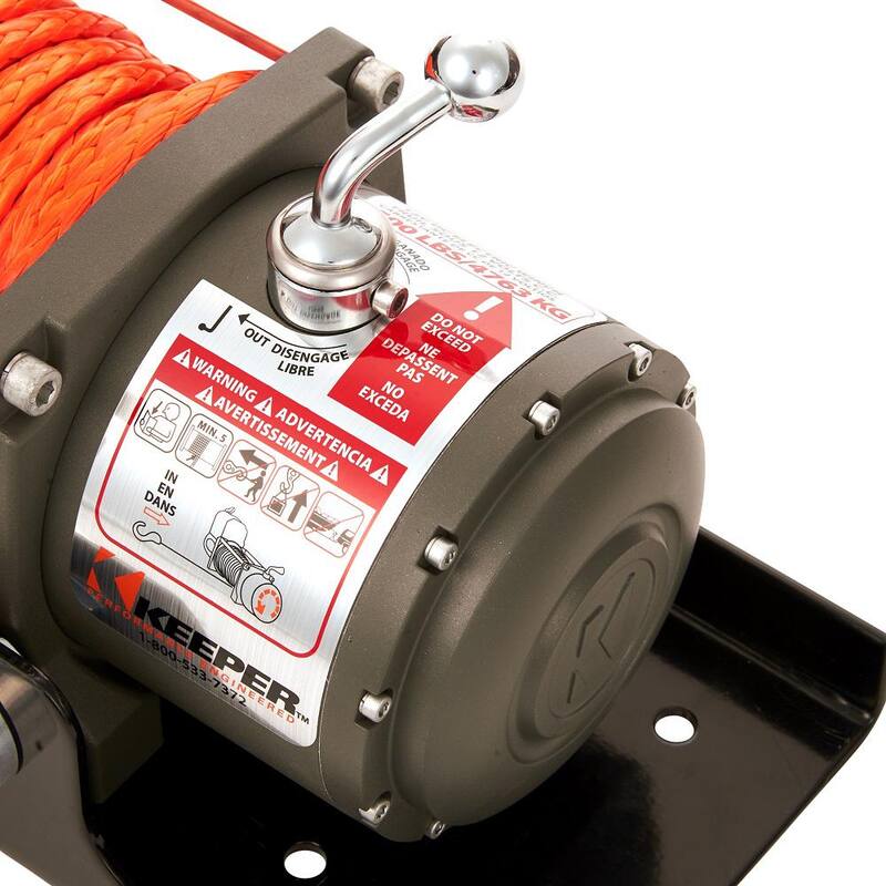 Keeper 12-Volt DC 10,500 lbs. Electric Winch with Synthetic Rope - KV10072-1