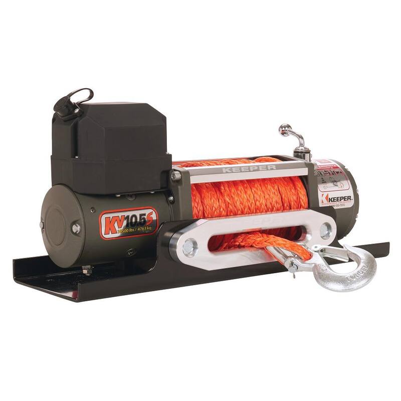 Keeper 12-Volt DC 10,500 lbs. Electric Winch with Synthetic Rope - KV10072-1