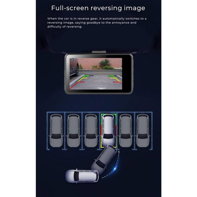 Lukyamzn 3 in. Screen Dual Dash Cam with Front Rear Camera Parking Monitor G-Sensor Motion Detection Loop Recording - SA2127B001