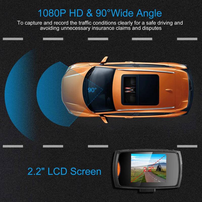 Etokfoks 1080P Car DVR Camera Dash Cam Camcorder 90 Degree Angle Loop Recording Night Vision - MLSA21OT006