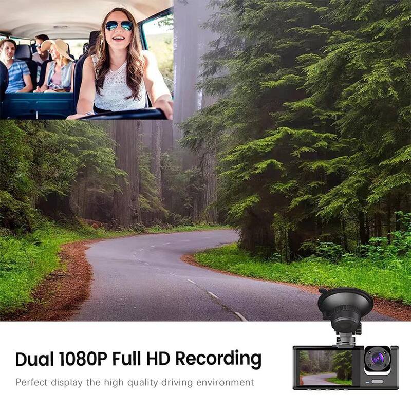 Ahfiwaso 3-Lens Car Dash Cam Video Recorder with Front Inside Rear Camera G-Sensor Night Vision Parking Monitor - 27CSA21001