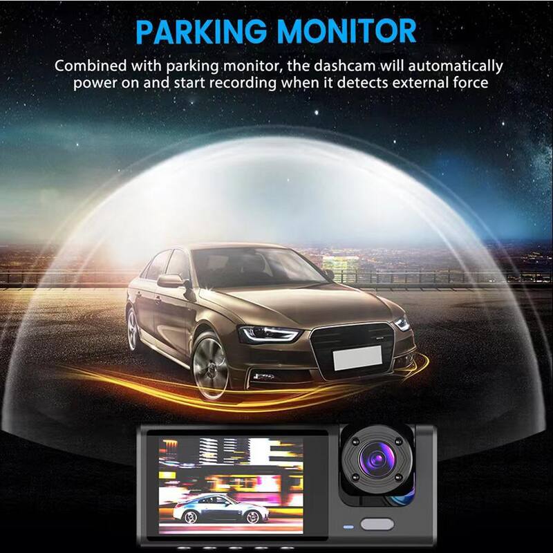 Ahfiwaso 3-Lens Car Dash Cam Video Recorder with Front Inside Rear Camera G-Sensor Night Vision Parking Monitor - 27CSA21001