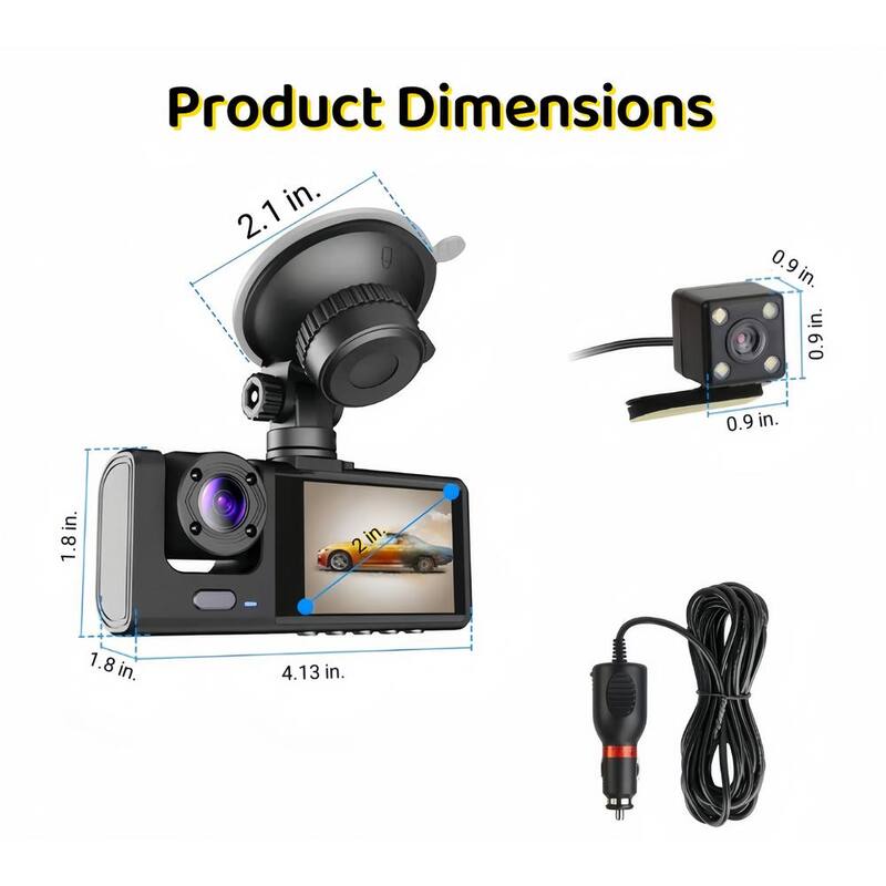 Ahfiwaso 3-Lens Car Dash Cam Video Recorder with Front Inside Rear Camera G-Sensor Night Vision Parking Monitor - 27CSA21001