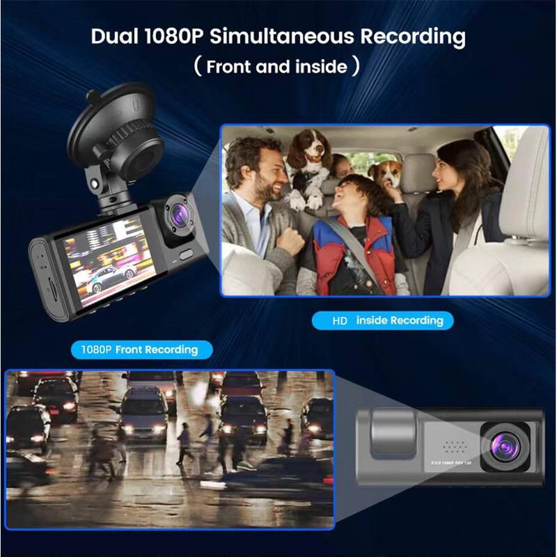 Ahfiwaso 3-Lens Car Dash Cam Video Recorder with Front Inside Rear Camera G-Sensor Night Vision Parking Monitor - 27CSA21001