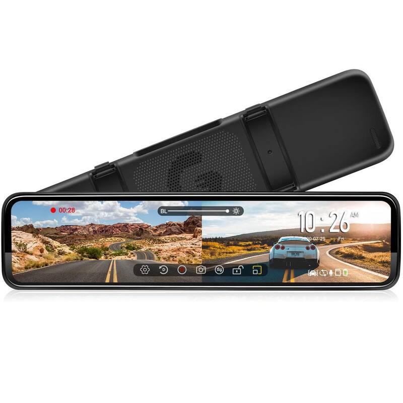Ahfiwaso HD 12 in. Mirror Dash Cam Dual Lens Touch Screen with Detached Front Camera,Backup Rear View,Night Vision, Park Assist. - 27CPH032005