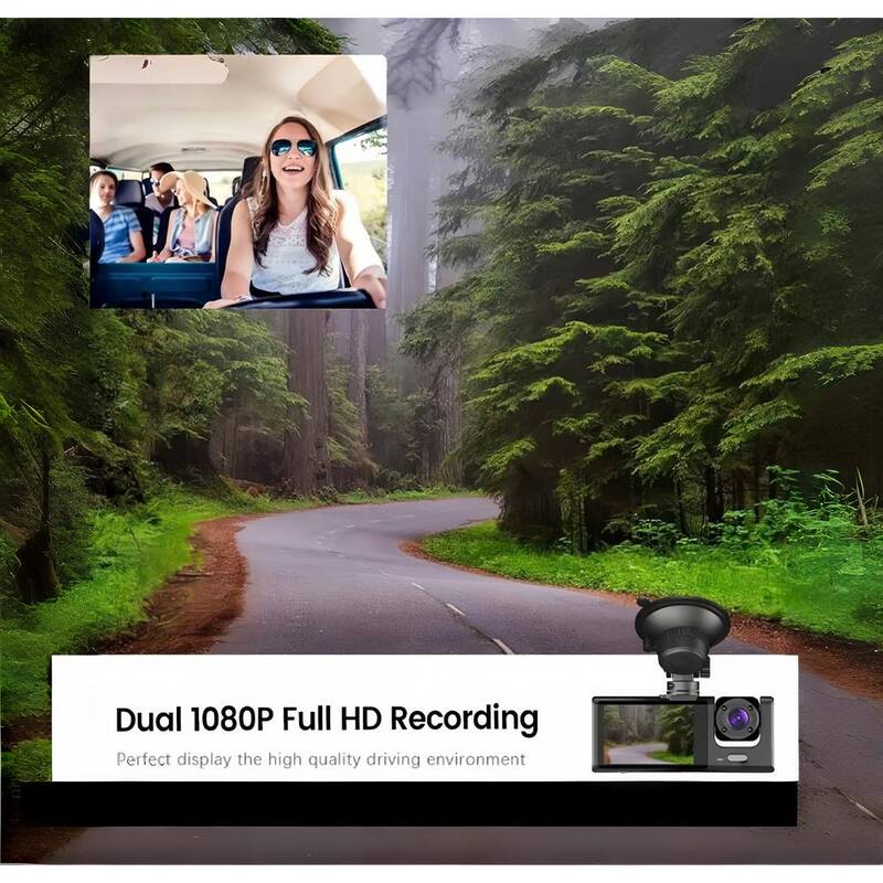 Lukyamzn 3-Lens Car Dash Cam Video Recorder with Front Inside Rear Camera G-Sensor Night Vision Parking Monitor - SA2127B002