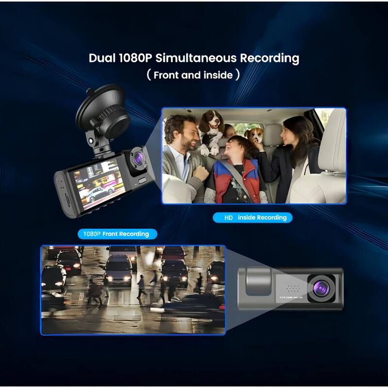 Lukyamzn 3-Lens Car Dash Cam Video Recorder with Front Inside Rear Camera G-Sensor Night Vision Parking Monitor - SA2127B002