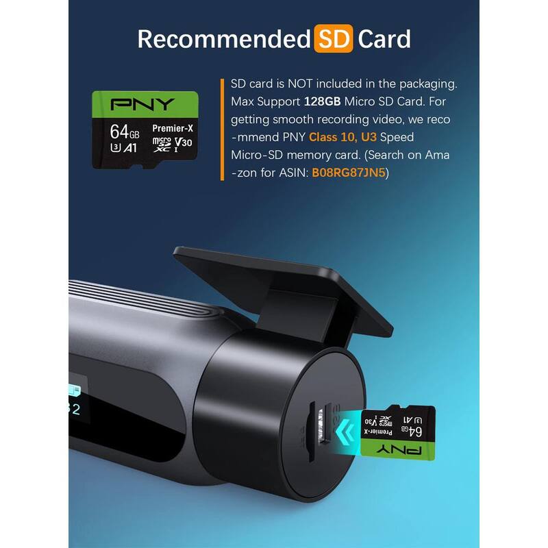Etokfoks WiFi FHD 1080P Mini Front Dash Camera with Night Vision, 24 Hours Parking Mode, WDR, Loop Recording, G-Sensor, APP - MLSA04-4LT115