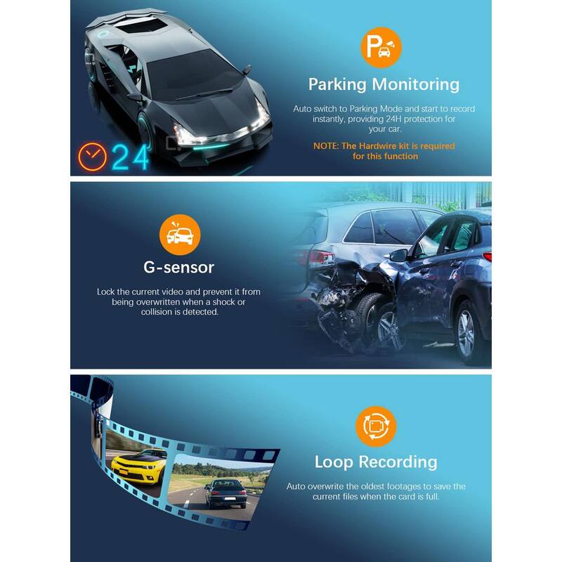 Etokfoks WiFi FHD 1080P Mini Front Dash Camera with Night Vision, 24 Hours Parking Mode, WDR, Loop Recording, G-Sensor, APP - MLSA04-4LT115
