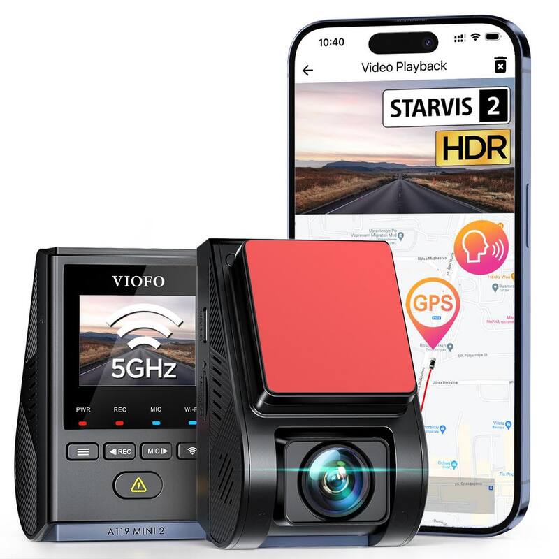 Etokfoks Mini Dash Cam 2K 60fps/HDR 30fps Voice Control with 5GHz WiFi GPS, Night Vision 2.0,24H, Parking Mode Support 512GB Max - MLSA04-4LT113