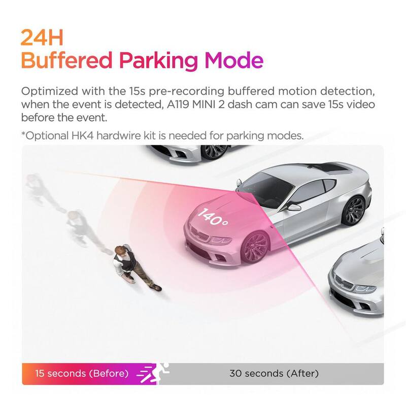 Etokfoks Mini Dash Cam 2K 60fps/HDR 30fps Voice Control with 5GHz WiFi GPS, Night Vision 2.0,24H, Parking Mode Support 512GB Max - MLSA04-4LT113
