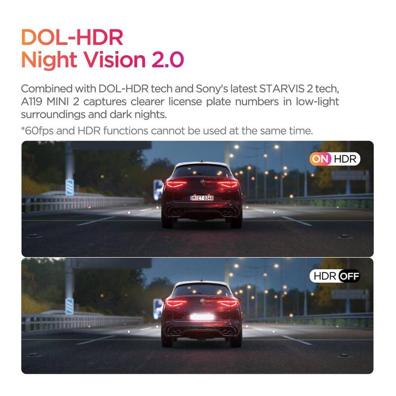 Etokfoks Mini Dash Cam 2K 60fps/HDR 30fps Voice Control with 5GHz WiFi GPS, Night Vision 2.0,24H, Parking Mode Support 512GB Max - MLSA04-4LT113