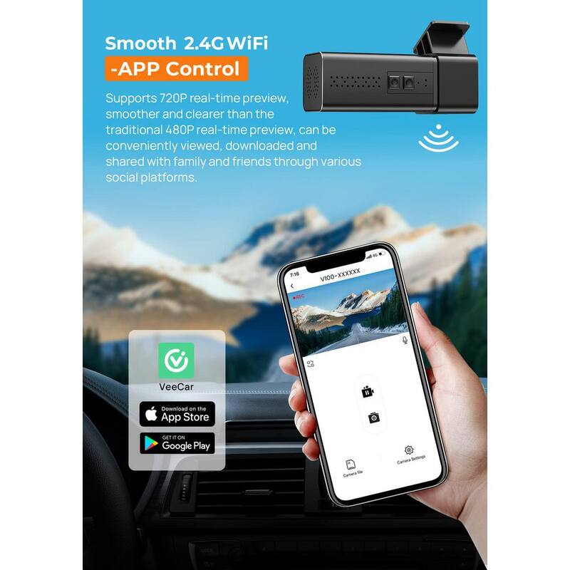 Etokfoks Front Dashcam 2.5K 1440P with App, Night Vision Car Camera, 24H Parking Mode, G-Sensor, Loop Recording & Free 32G Card - MLSA04-4LT109