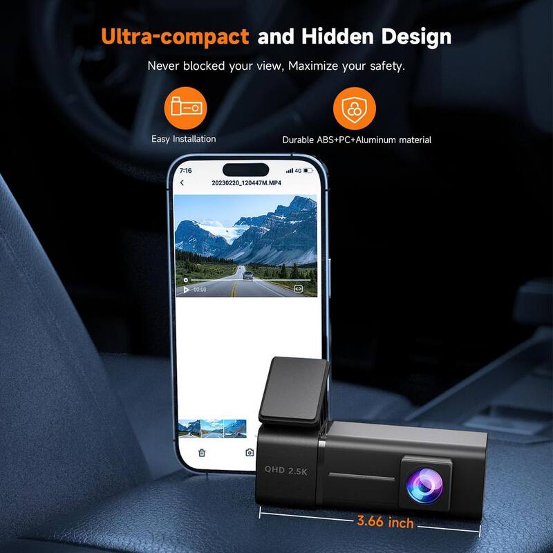 Etokfoks Front Dashcam 2.5K 1440P with App, Night Vision Car Camera, 24H Parking Mode, G-Sensor, Loop Recording & Free 32G Card - MLSA04-4LT109