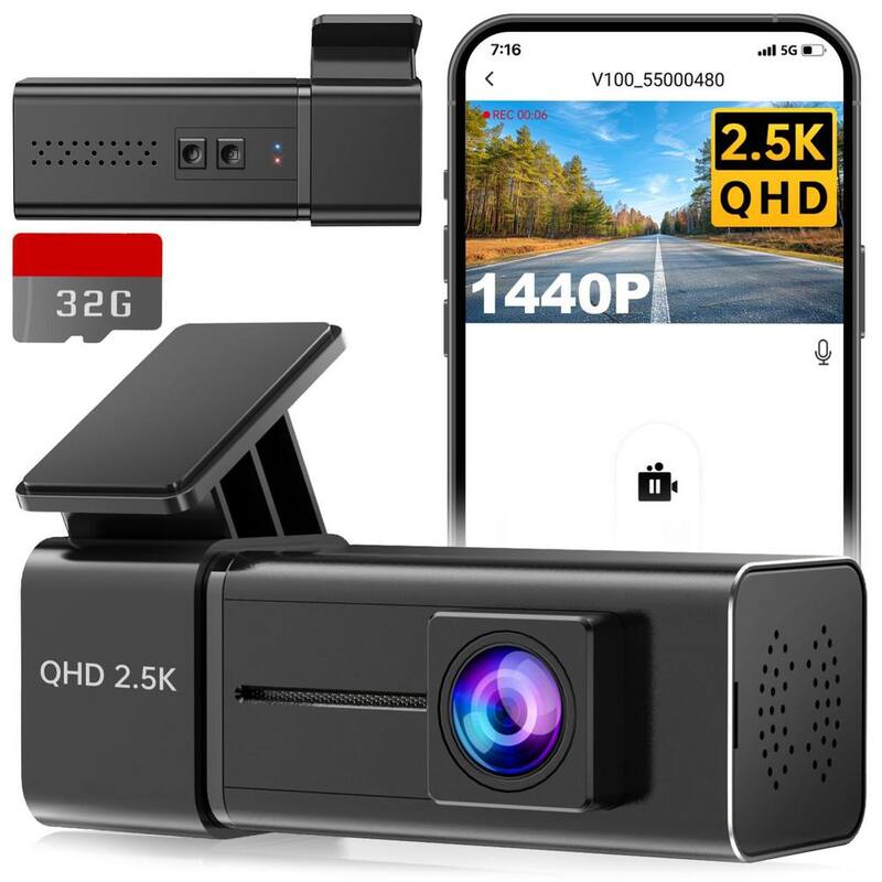 Etokfoks Front Dashcam 2.5K 1440P with App, Night Vision Car Camera, 24H Parking Mode, G-Sensor, Loop Recording & Free 32G Card - MLSA04-4LT109