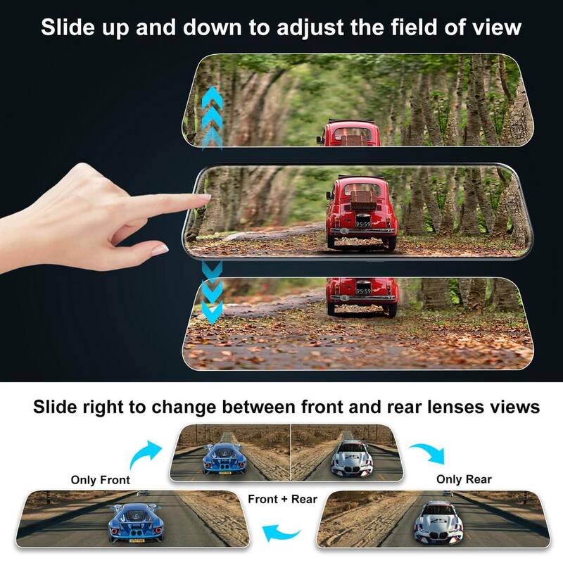 Etokfoks 4K Mirror Dash Cam Front and 1080P Rear View with 10 in. IPS Touch Screen Rear View Smart Dual Camera Free 64GB Card - MLSA04-4LT096