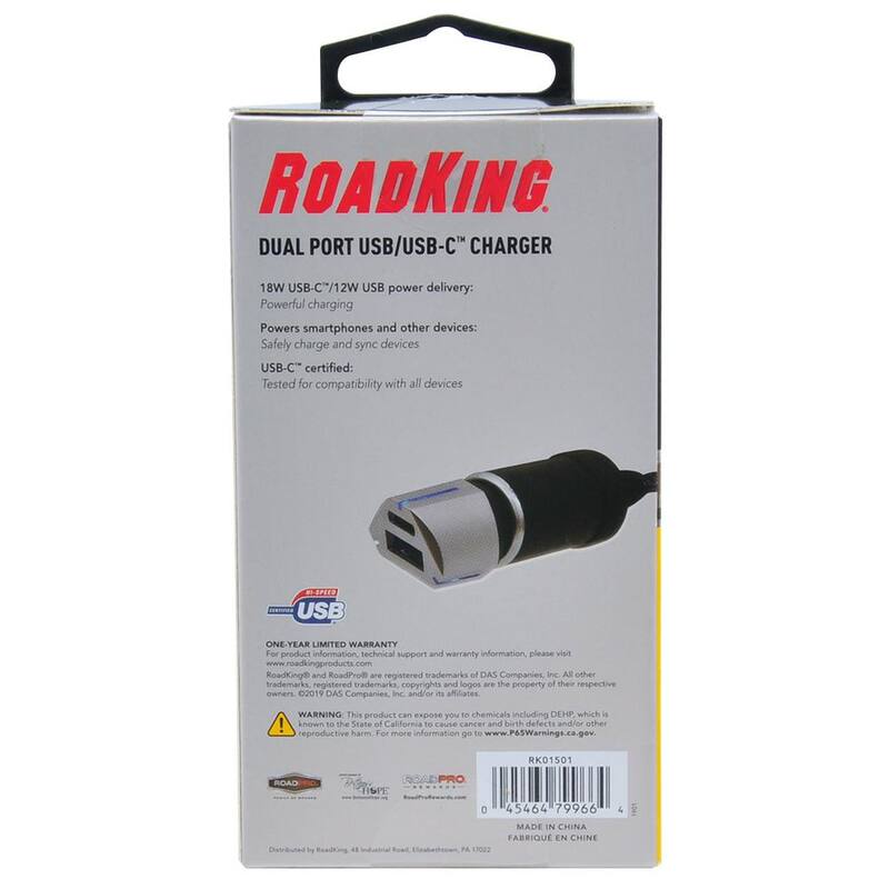 RoadKing 12-Volt Dual USB and USB-C Charger - RK01501