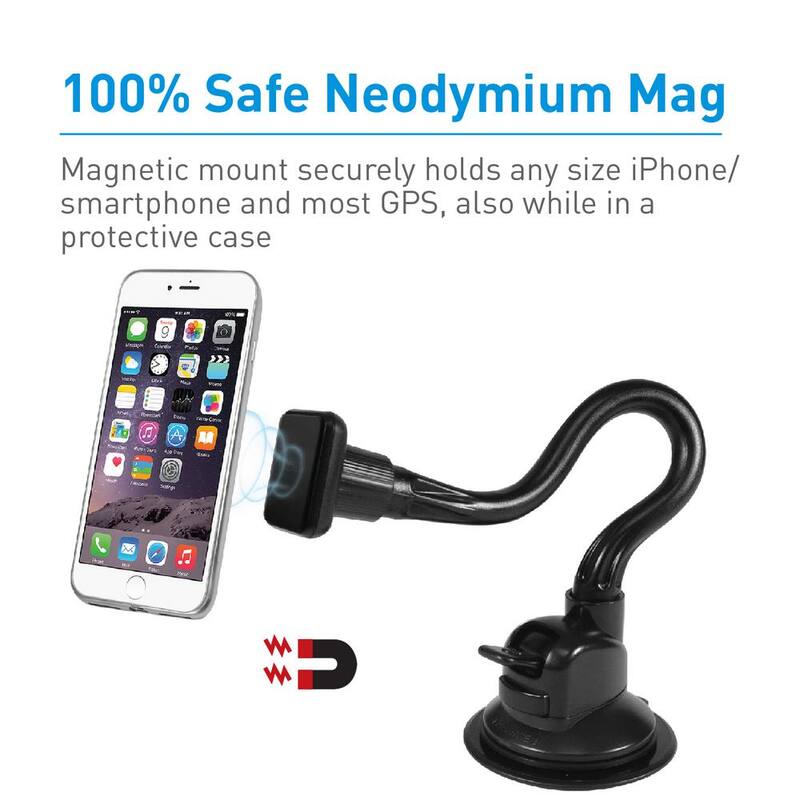 Macally Car Magnet Mount for Vehicle with Extended Arm - MGripMagXL