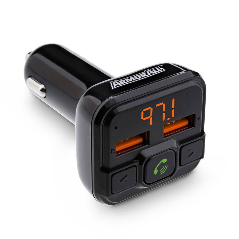 Armor All Bluetooth FM Transmitter, 2 USB-A Port Car Charger 3 Amp, Wireless Strean Audio - AHF9-1011-BLK
