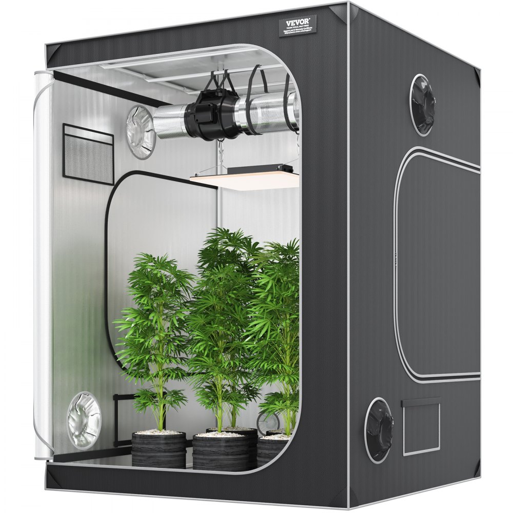 VEVOR 5x5 Grow Tent, 60'' x 60'' x 80'', High Reflective 2000D Mylar Hydroponic Growing Tent with Observation Window, Tool Bag and Floor Tray for Indoor Plants Growing - ZZZPJSJSJTHSH693DV0