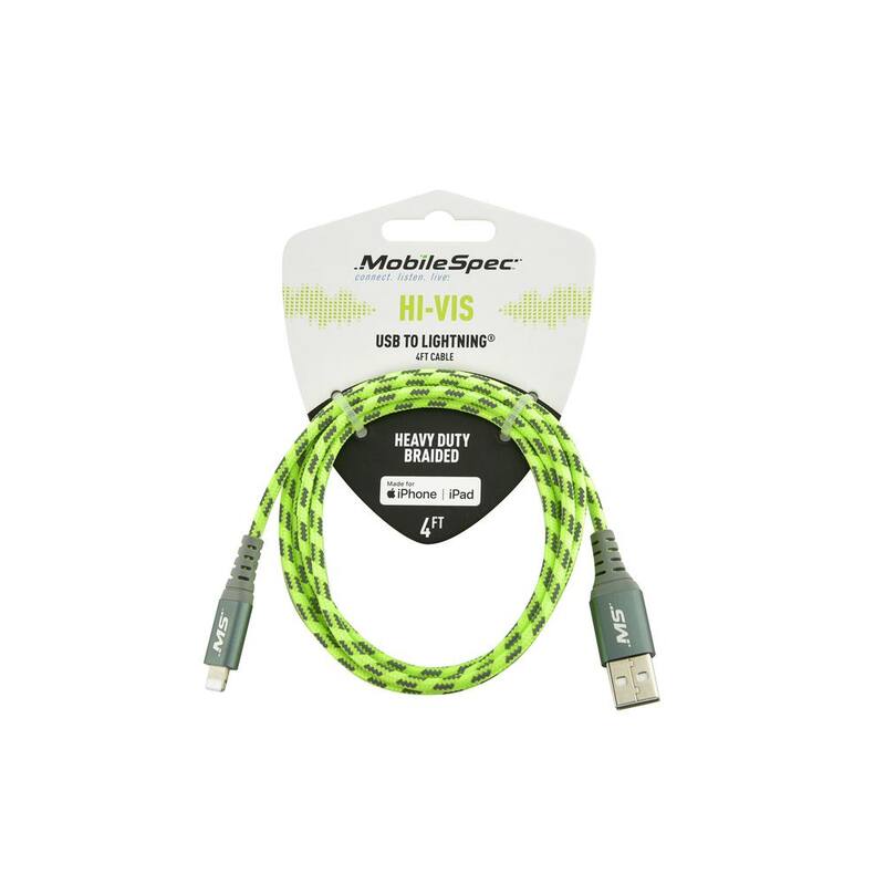 MobileSpec Hi Vis 4 ft. Lightning to USB-A Cable, Yellow - MBSHV0422