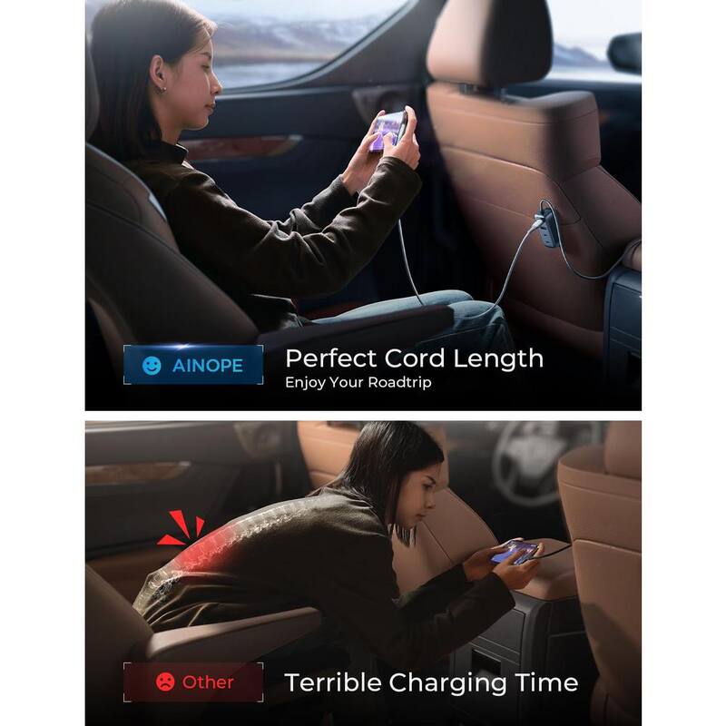 Lukyamzn Car USB Charger Multi Port 108-Watt Fast USB C Car Charger PD 36-Watt & QC3.0 Cigarette Lighter in Black w/5 ft. Cable - SA21-127B021