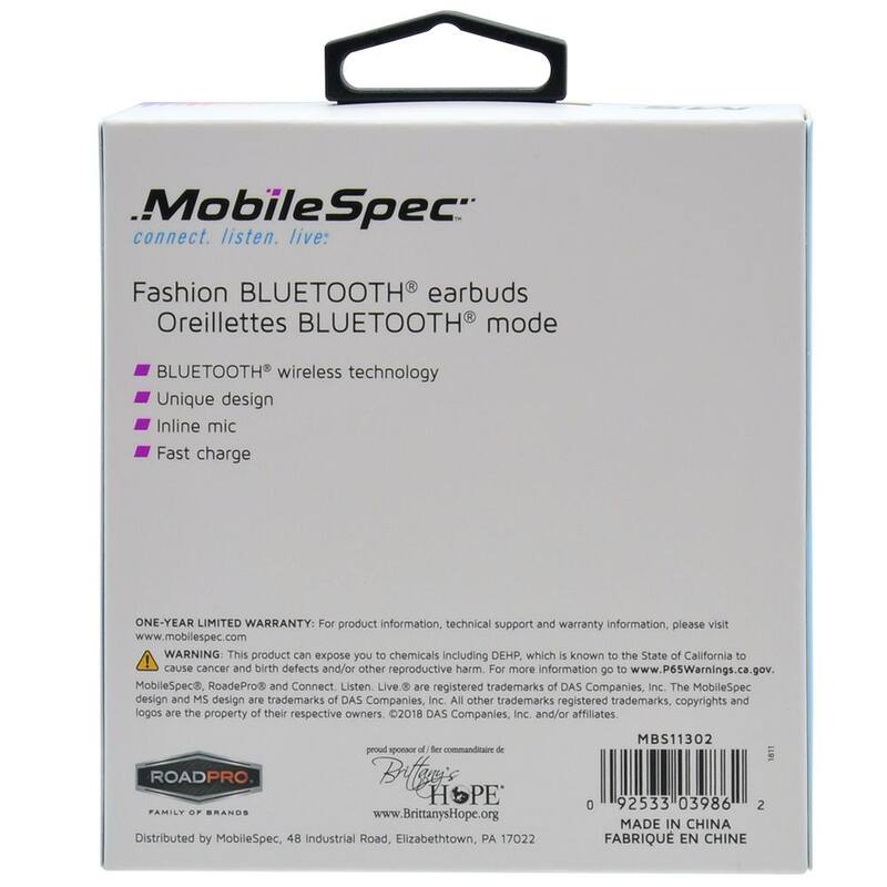 MobileSpec Fashion Bluetooth Earbuds, White - MBS11302