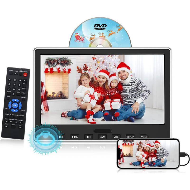 Etokfoks 10.1 in. Car DVD Player with Headrest Mount with Headphone Suction-Type Disc in HDMI Input Support USB/SD Card AV In/Out - MLSA04-3LT230