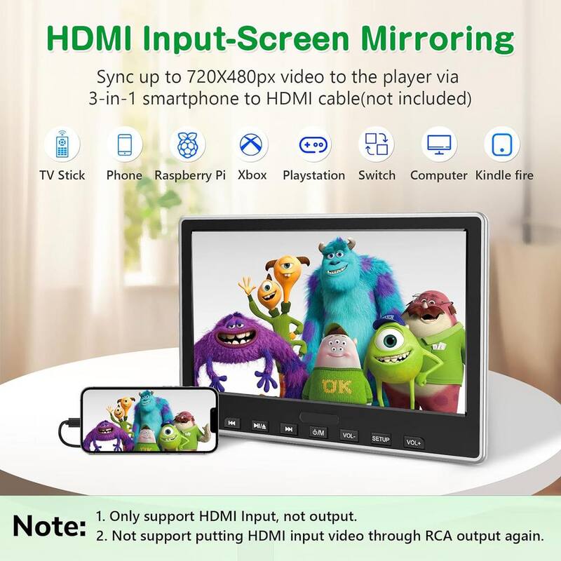 Etokfoks 10.1 in. Car DVD Player with Headrest Mount with Headphone Suction-Type Disc in HDMI Input Support USB/SD Card AV In/Out - MLSA04-3LT230