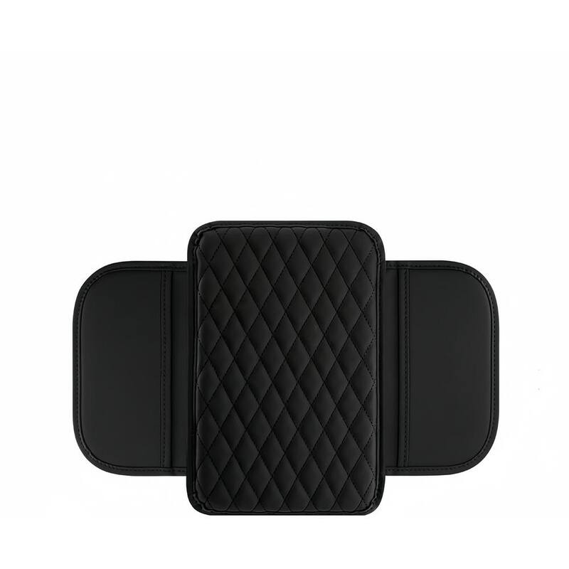 Etokfoks Microfiber Leather Car Armrest Cover Cushion with 2 Storage Bags for Most Vehicles in Black (1-Pack) - MLSA21OT011