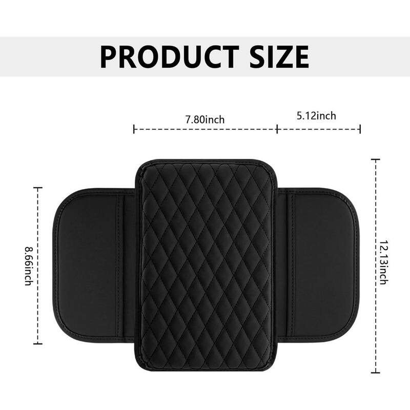 Etokfoks Microfiber Leather Car Armrest Cover Cushion with 2 Storage Bags for Most Vehicles in Black (1-Pack) - MLSA21OT011