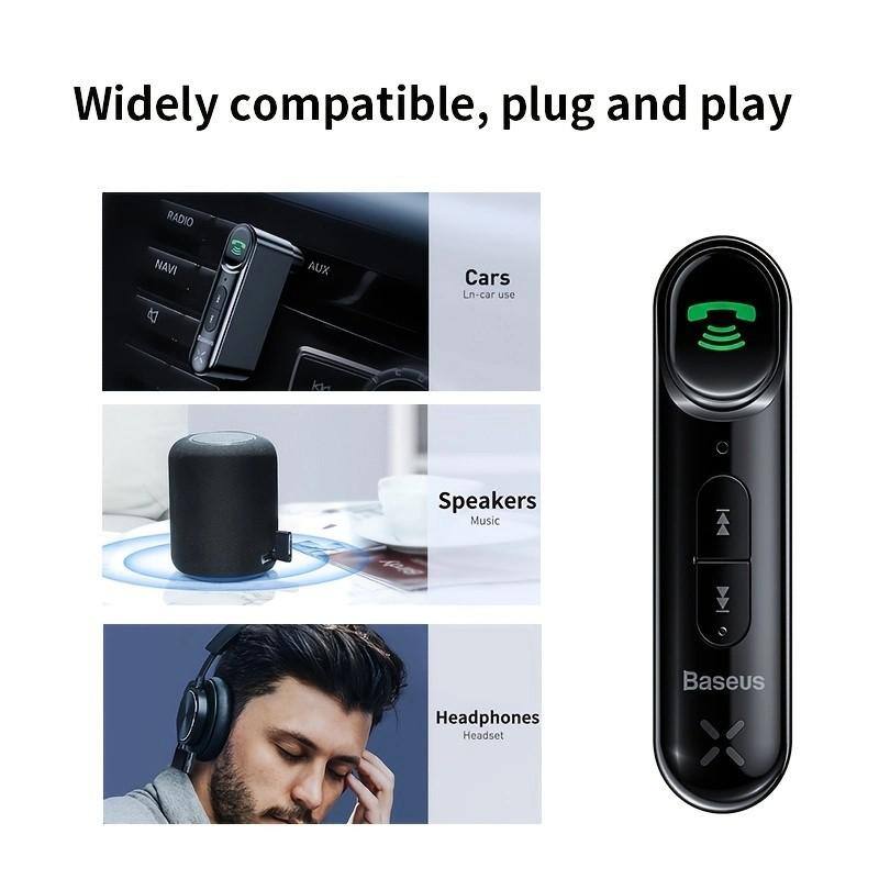 Etokfoks Car Aux Wireless 5.0 Adapter Audio Receiver for Auto Wireless Handsfree Car Kit Speaker Headphone in Black - (1-Pack) - MLPH005LT738