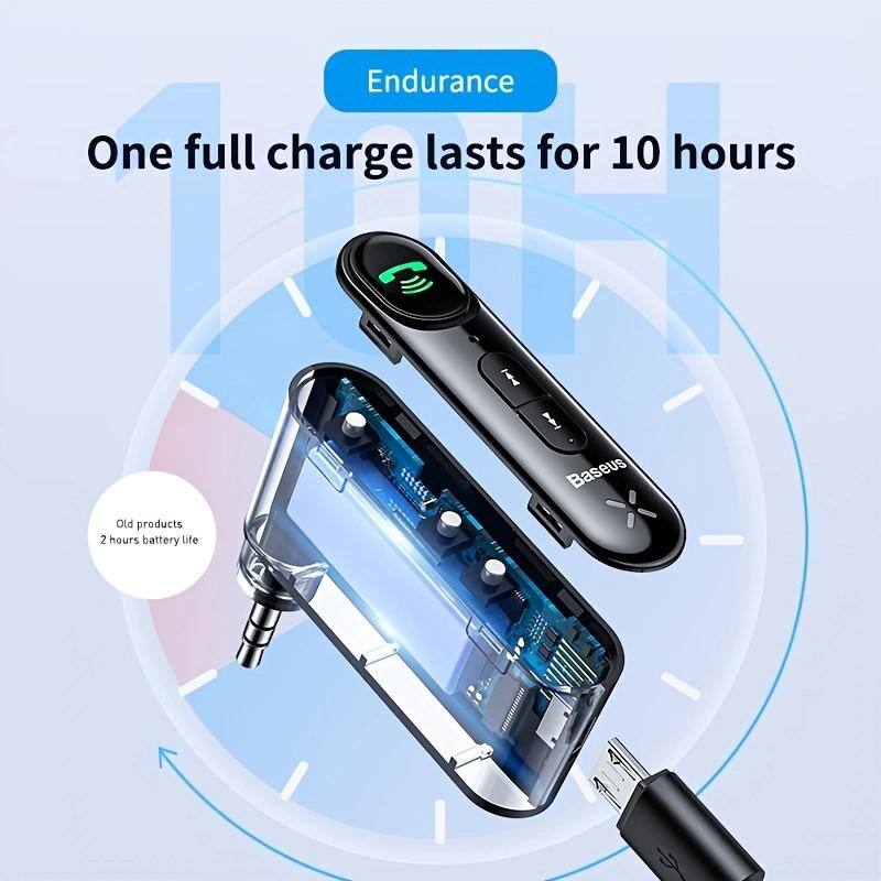Etokfoks Car Aux Wireless 5.0 Adapter Audio Receiver for Auto Wireless Handsfree Car Kit Speaker Headphone in Black - (1-Pack) - MLPH005LT738