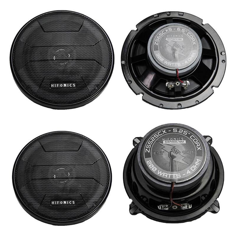 HIFONICS Zeus Coaxial Speakers 6.5 in. 300-Watt Shallow Mount, Pair and 5.25 in. 200-Watt, Pair - ZS-65CXS + ZS-525CX