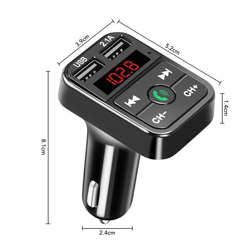 Etokfoks All Purpose Dual USB Car Adaptor Fast Charger and Bluetooth in Black - (1-Pack) - MLPH005LT737