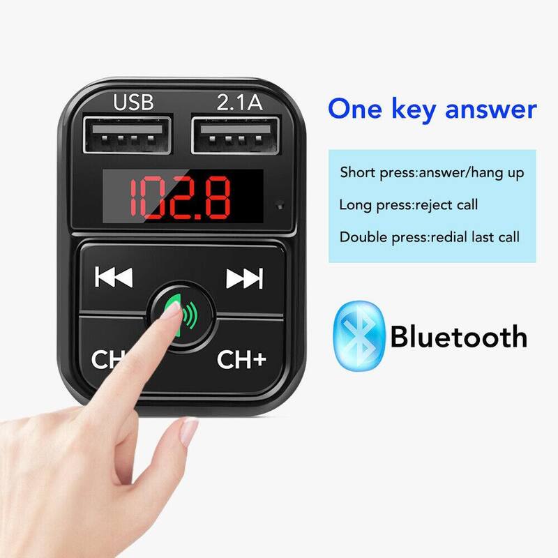 Etokfoks All Purpose Dual USB Car Adaptor Fast Charger and Bluetooth in Black - (1-Pack) - MLPH005LT737