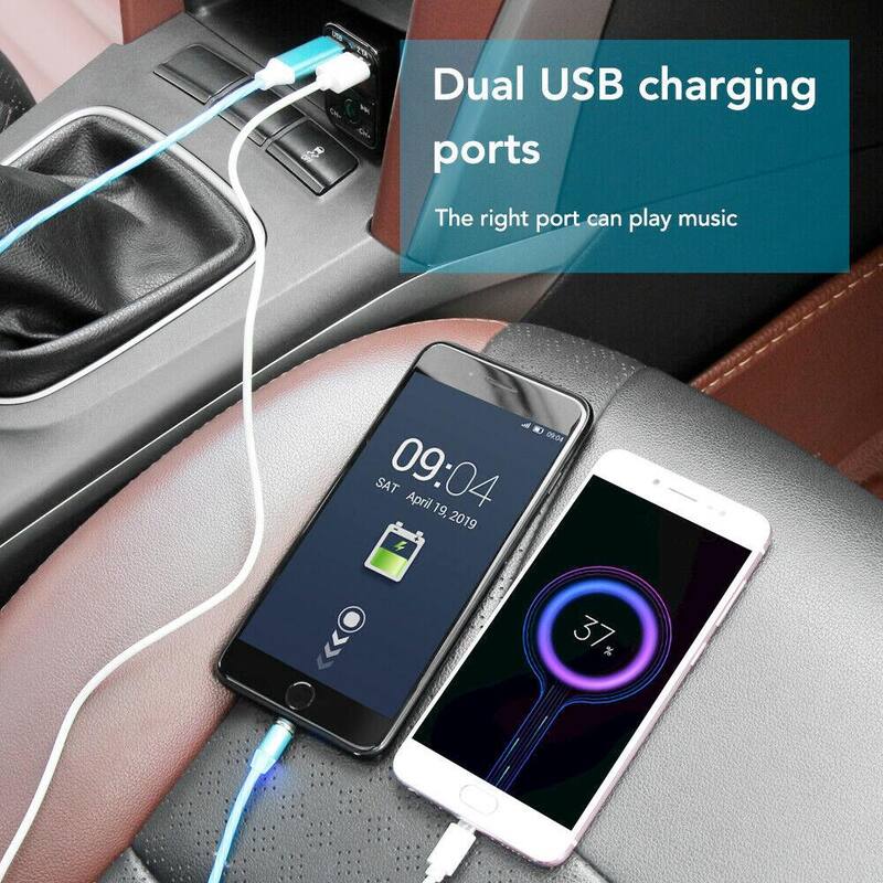 Etokfoks All Purpose Dual USB Car Adaptor Fast Charger and Bluetooth in Black - (1-Pack) - MLPH005LT737