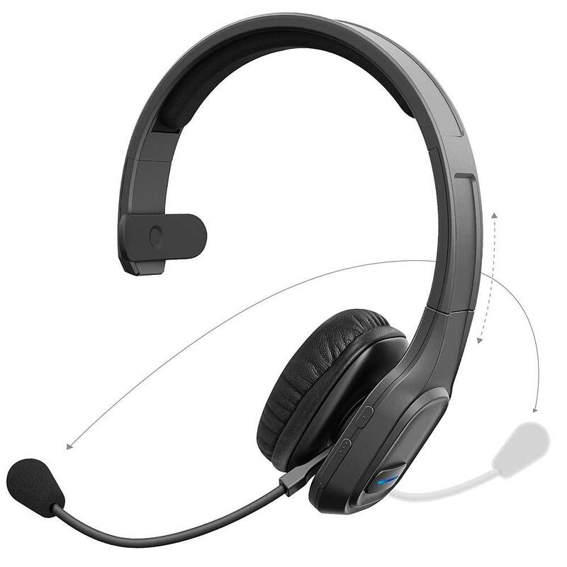 Car and Driver Wireless Headset with Ambient Noise Cancelation and Reversible Microphone Arm - CAD-BT5500BK