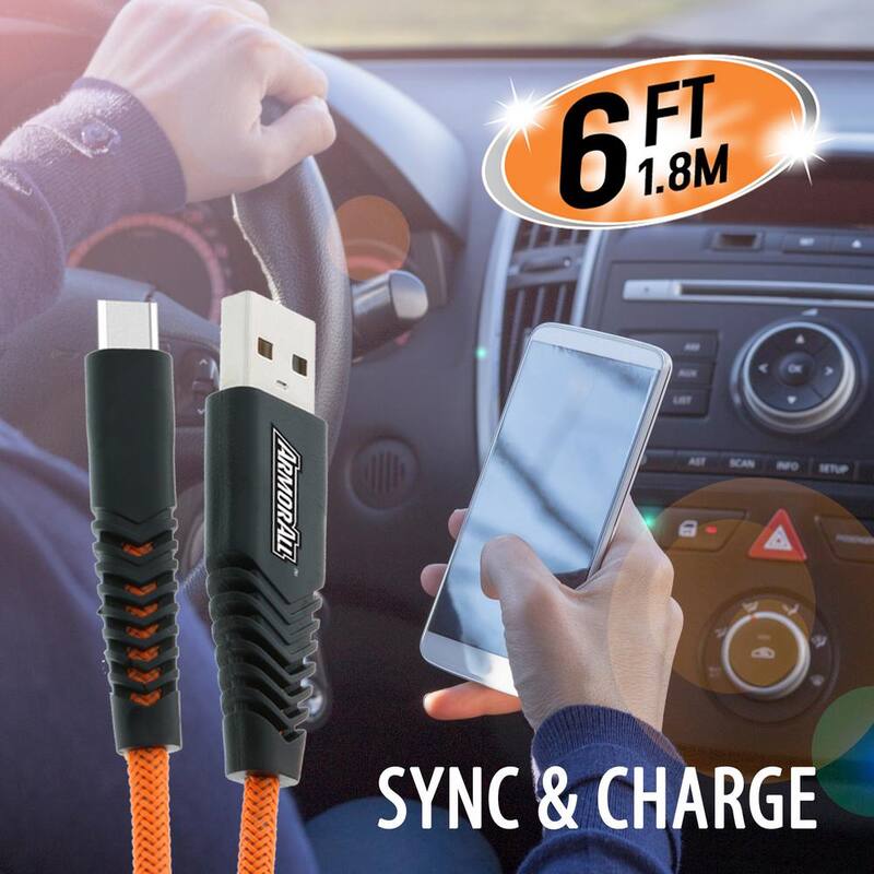 Armor All Car Charger Bundle, 6 ft. Type-C Cable and Car Charger 3.1 C - ECOM-0103-ORG