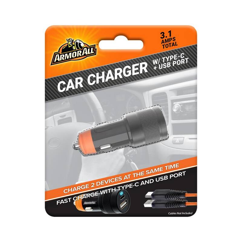 Armor All Car Charger Bundle, 6 ft. Type-C Cable and Car Charger 3.1 C - ECOM-0103-ORG