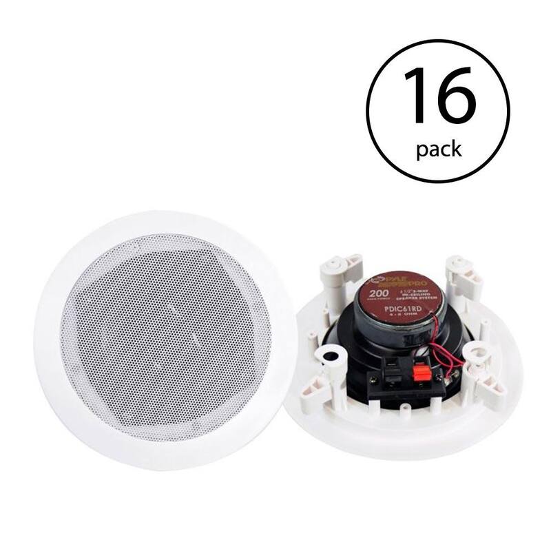 Pyle PRO 6.5 ft. 200-Watt 2-Way In-Ceiling/Wall Speaker System (16-Pack) - 8 x PDIC61RD