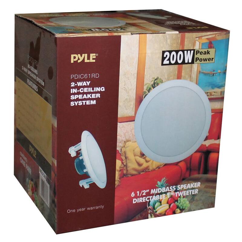 Pyle PRO 6.5 ft. 200-Watt 2-Way In-Ceiling/Wall Speaker System (16-Pack) - 8 x PDIC61RD